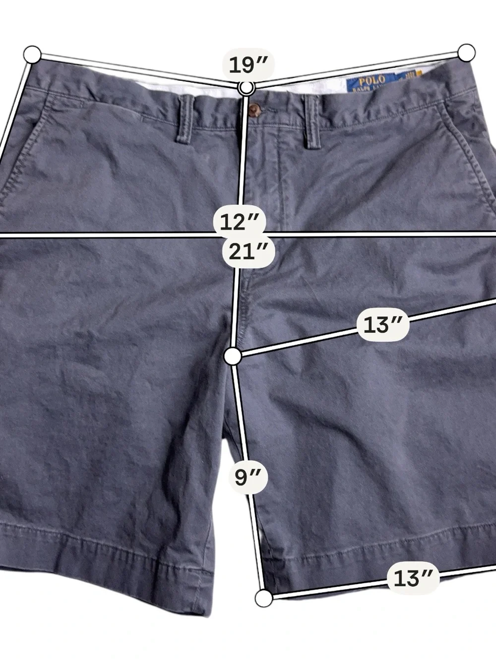 Polo Ralph Lauren Mens 35 Chino Shorts Stretch Classic Fit Navy Blue 38” Waist